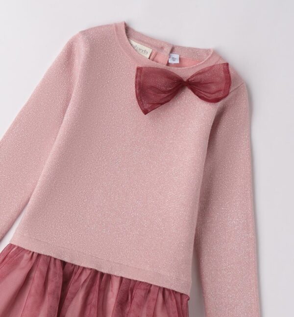 Vestito in maglia lurex e balza in tulle