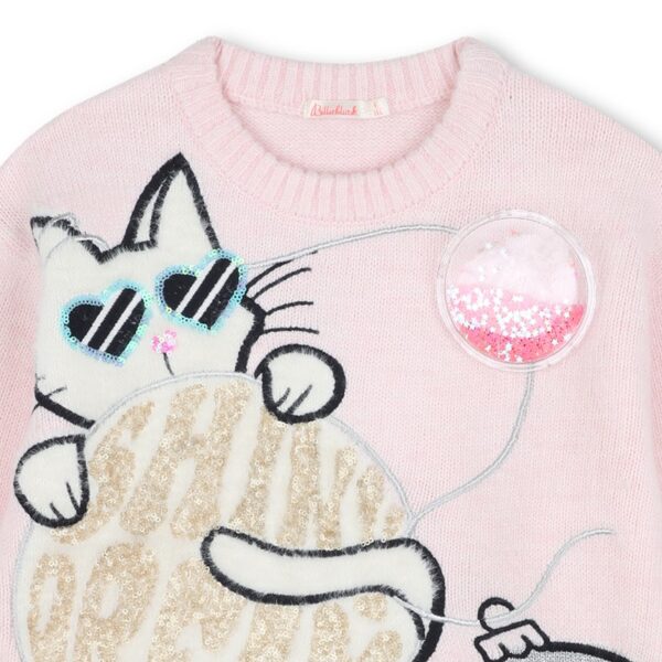 Maglione in lana con gattino e pailettes
