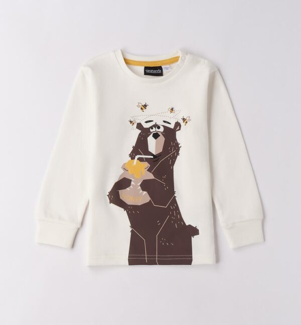 T-shirt manica lunga con stampa orso