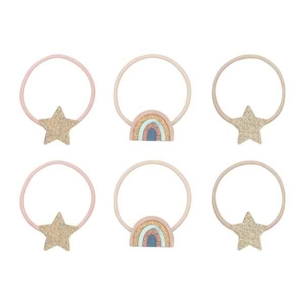 Pacchetto 6 elastici stelline e arcobaleno