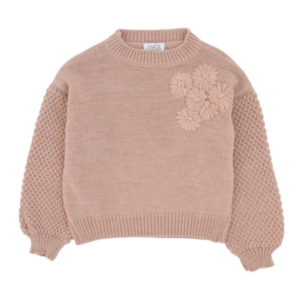 Completo maglione ricamo e pantalone caramella a quadri
