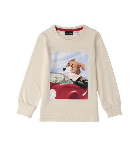 T-shirt manica lunga con stampa cane