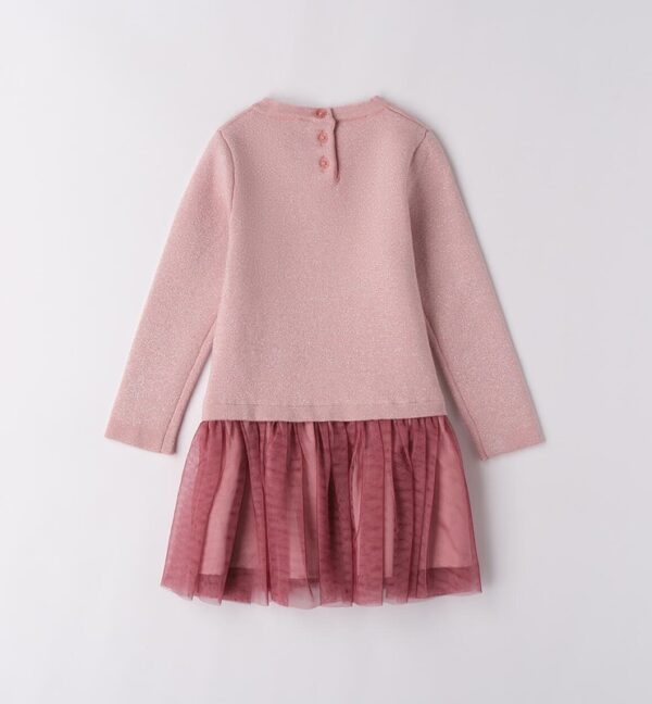 Vestito in maglia lurex e balza in tulle