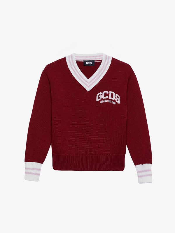 Maglione scollo a v con logo