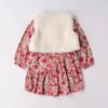 Vestito fantasia floreale con gilet in eco pelliccia