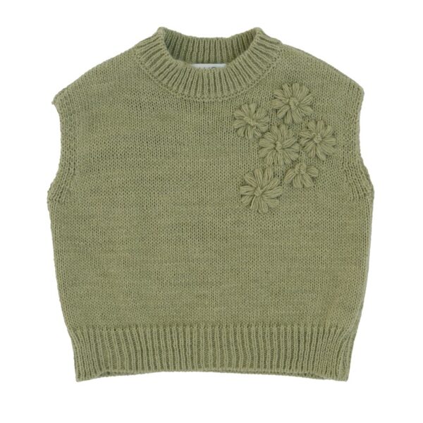 Completo gilet con ricamo e pantagonna a quadri