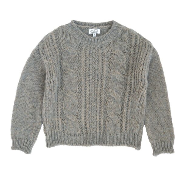 Completo maglione con trecce e pantagonna quadri