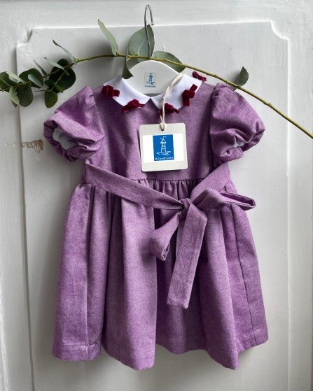 Vestito mezza manica a palloncino con fiocchi al colletto