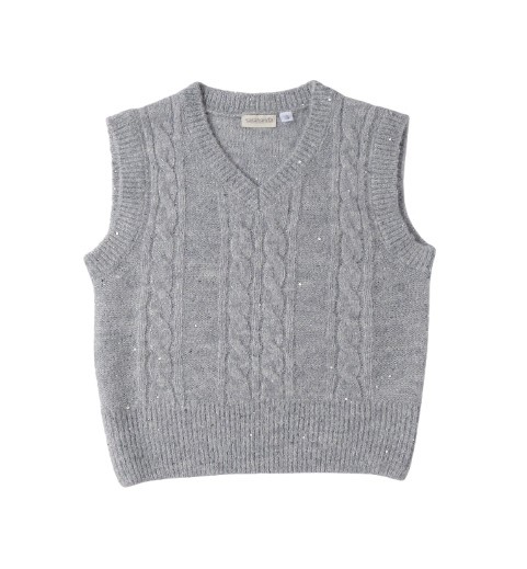 Gilet con pailettes e trecce