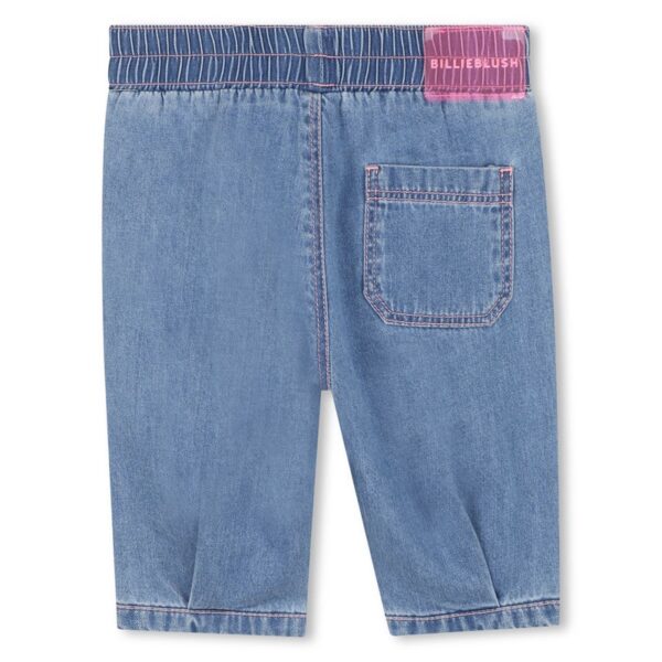 Pantalone in denim leggero con borchie laterali