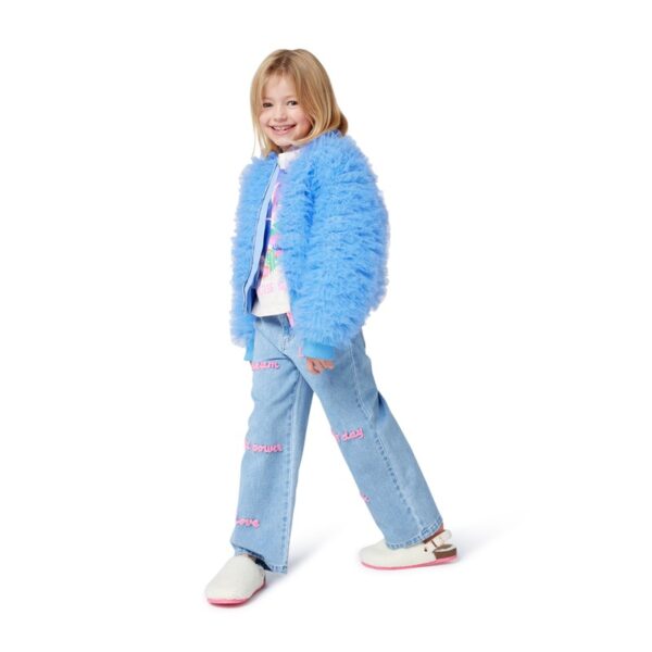 Pantalone in denim con scritte effetto spugna