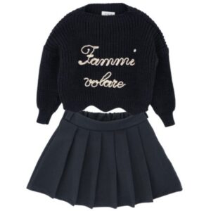 Completo maglione ricamo fammi volare e gonna