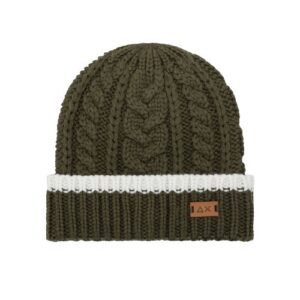 Cappello in misto lana a trecce con risvolto