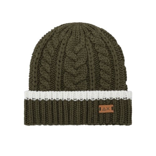 Cappello in misto lana a trecce con risvolto