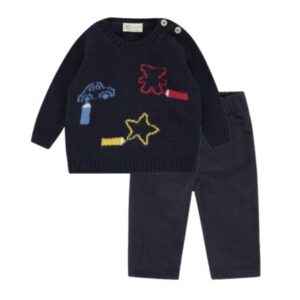 Completo maglioncino con matite e pantalone in velluto