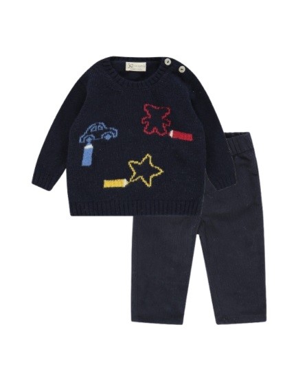 Completo maglioncino con matite e pantalone in velluto