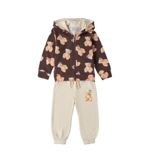 Completo felpa con orsetti e pantalone con coulisse
