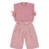 Completo gilet con fiocchi laterali e pantalone spigato