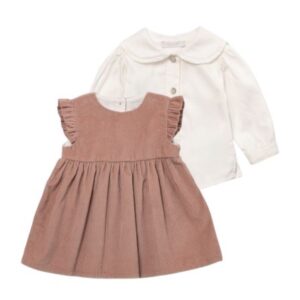 Completo scamiciato in velluto con camicia
