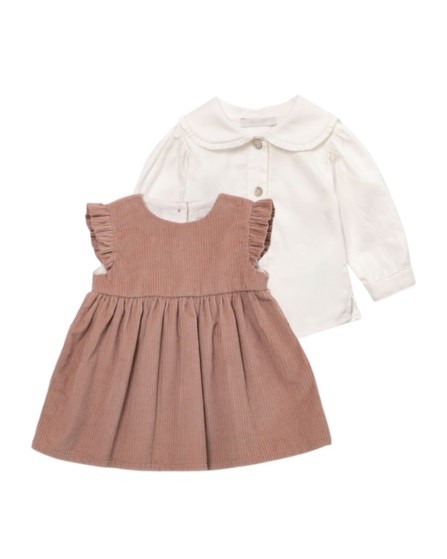 Completo scamiciato in velluto con camicia