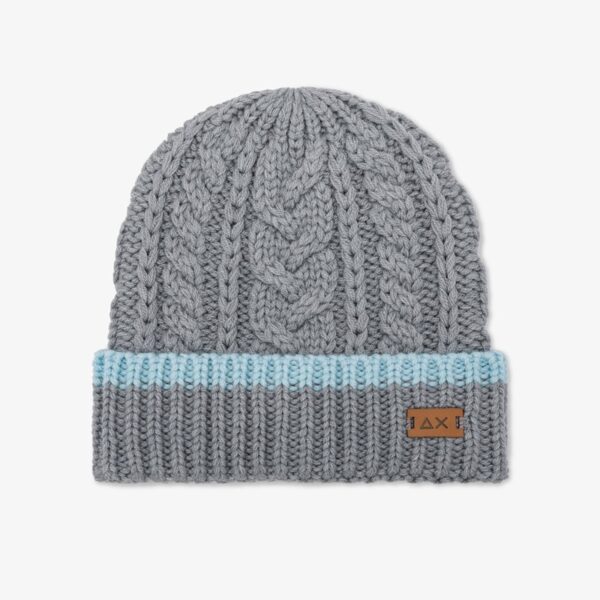 Cappello in misto lana a trecce con risvolto
