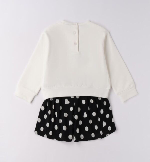 Completo felpa con orsetto e short a pois