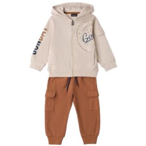 Completo felpa con zip e pantalone cargo