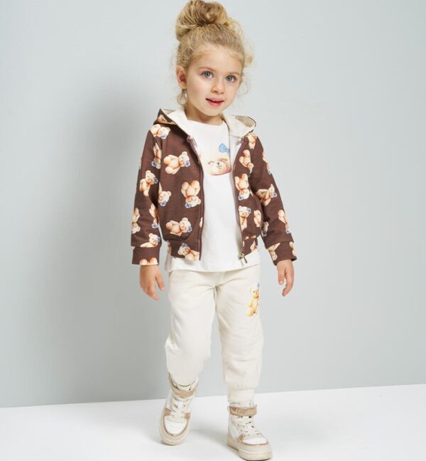 Completo felpa con orsetti e pantalone con coulisse