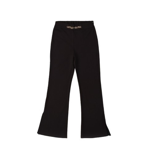 Pantalone a zampa in punto milano con catena