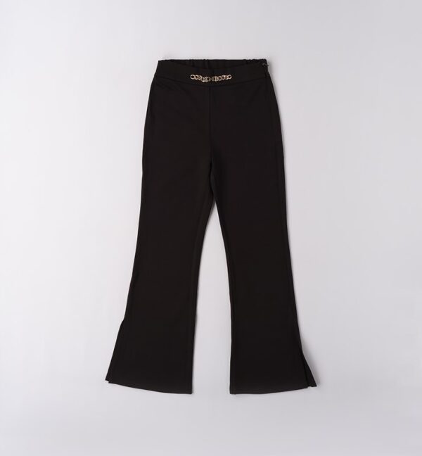 Pantalone a zampa in punto milano con catena