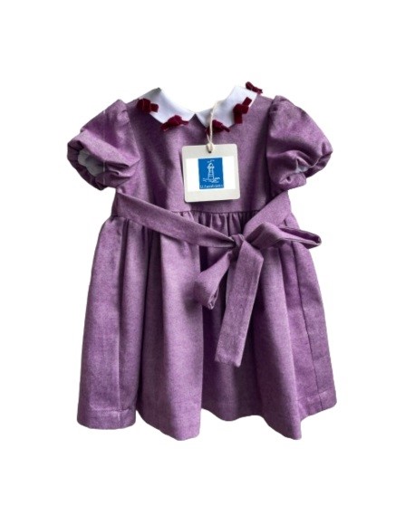 Vestito mezza manica a palloncino con fiocchi al colletto