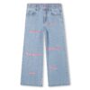 Pantalone in denim con scritte effetto spugna