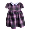 Vestito manica a palloncino a quadri con colletto