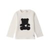 T-shirt manica lunga con orsetto in eco pelle