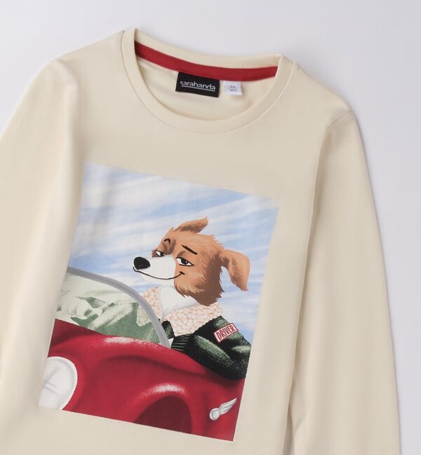 T-shirt manica lunga con stampa cane