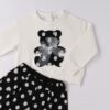 Completo felpa con orsetto e short a pois