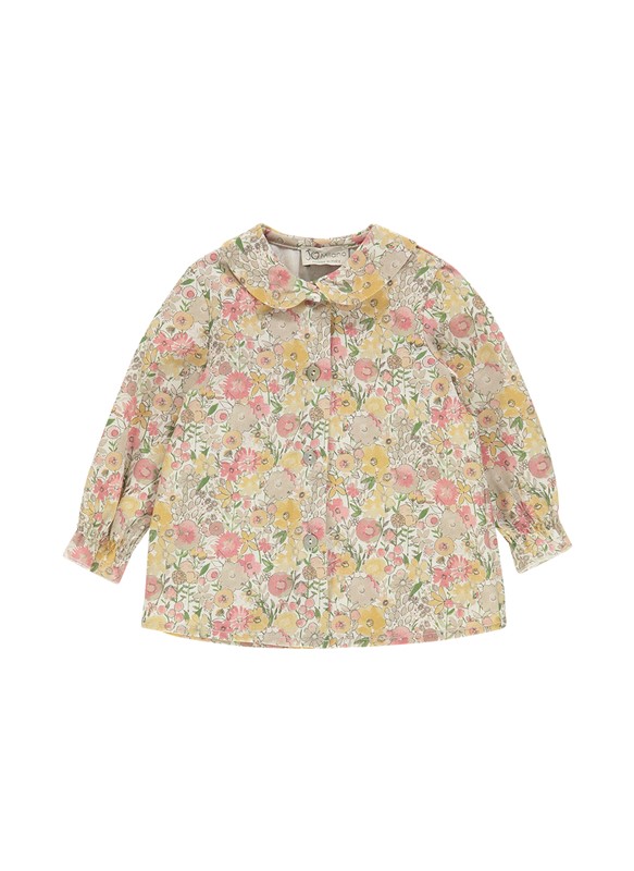 Completo cardigan, camicia fiorata e pantalone in velluto