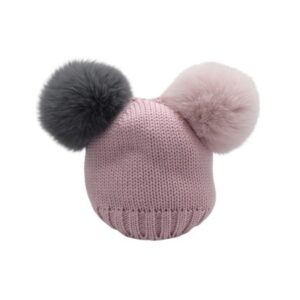 Cappello con doppio pon pon bicolor