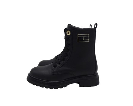 Anfibio in eco pelle con logo lacci e zip