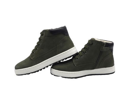 Sneaker alta in camoscio con lacci e zip