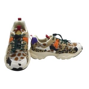 Sneaker in tessuto peluche ed eco pelle con lacci elastici