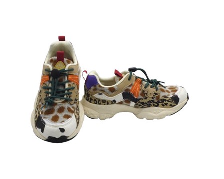 Sneaker in tessuto peluche ed eco pelle con lacci elastici