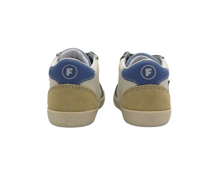 Sneaker primo passo in pelle e camoscio con doppio velcro