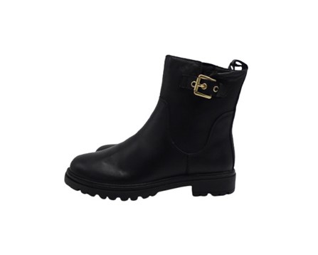 Stivaletto in pelle con fibbia laterale e zip