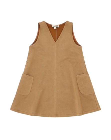 Vestito scamiciato in alcantara con tasche laterali