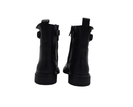 Stivaletto in pelle con fibbia laterale e zip