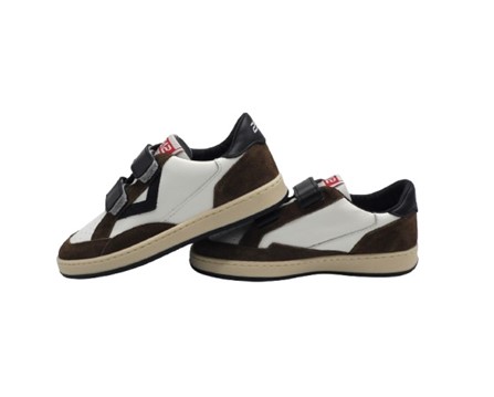 Sneaker in pelle e camoscio con doppio velcro