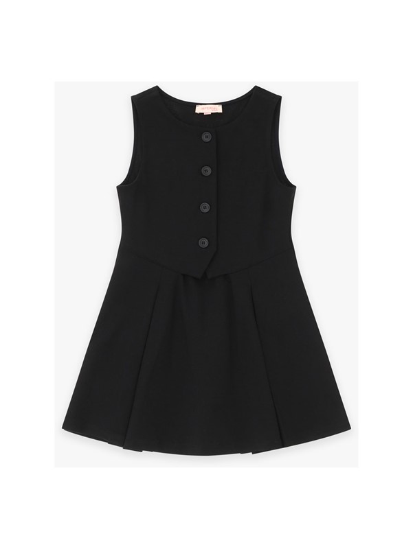 Vestito scamiciato finto gilet congonna a pieghe