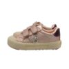 Sneaker in eco pelle metallizzata e glitter e doppio velcro