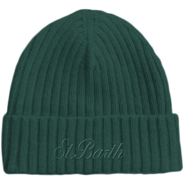 Cappello in maglia a coste con ricamo st. barth